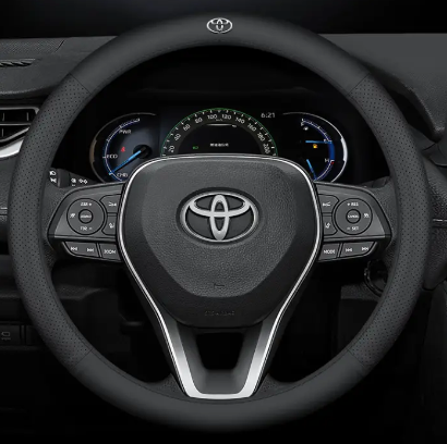 Чохол на кермо Lux Ultrathin із натуральної шкіри для автомобіля Toyota Чорний 200124 фото