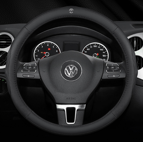 Чохол на кермо RocaCar із натуральної шкіри для автомобіля Volkswagen Чорний 00511 фото