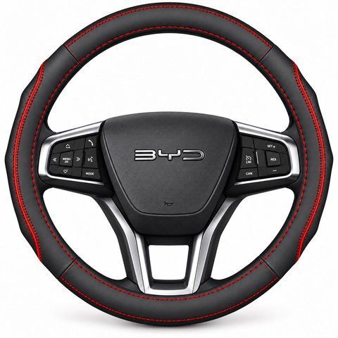 Шкіряний чохол накладка на кермо для автомобіля BYD A084 фото