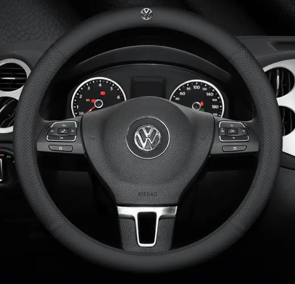 Чохол на кермо Lux Ultrathin із натуральної шкіри для автомобіля Volkswagen Чорний 200127 фото