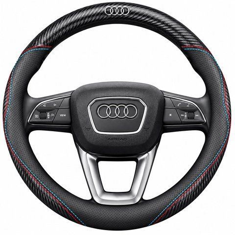 Ультратонкий чохол з натуральної шкіри та карбону на кермо автомобіля Audi NP43 фото
