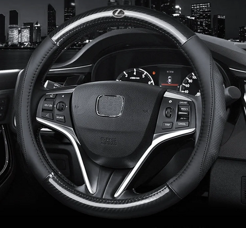 Чохол на кермо Carbon із натуральної шкіри для автомобіля Lexus 00271 фото