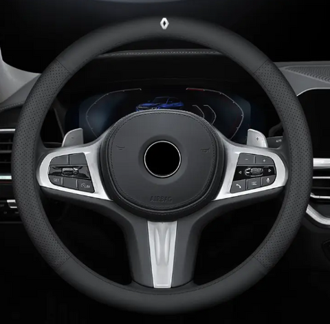 Чохол на кермо Lux Ultrathin із натуральної шкіри для автомобіля Renault Чорний 200205 фото