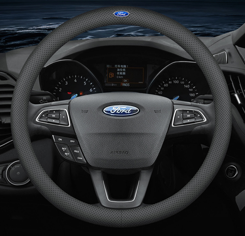 Чохол на кермо Deluxe із натуральної шкіри для автомобіля Ford 0020 фото
