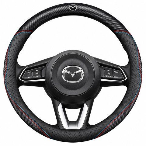 Ультратонкий чохол з натуральної шкіри та карбону на кермо автомобіля Mazda NP09 фото