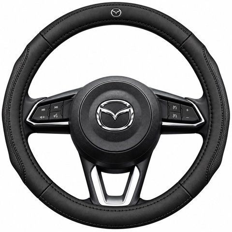 Шкіряний чохол накладка на кермо для автомобіля Mazda A013 фото