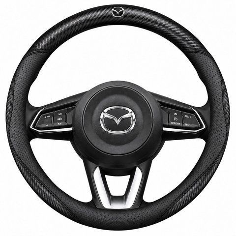 Ультратонкий чохол з натуральної шкіри та карбону на кермо автомобіля Mazda NP10 фото