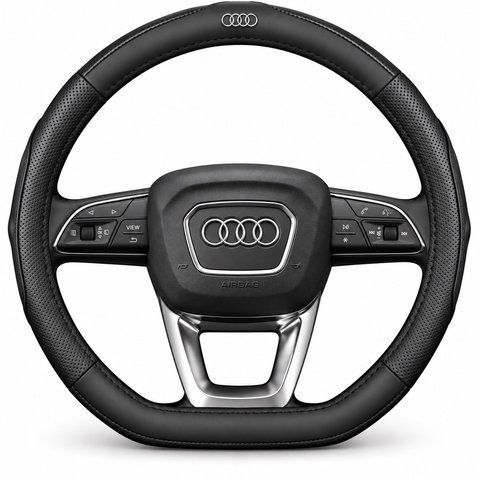Чохол накладка на D подібне кермо з натуральної шкіри для автомобіля Audi S06 фото