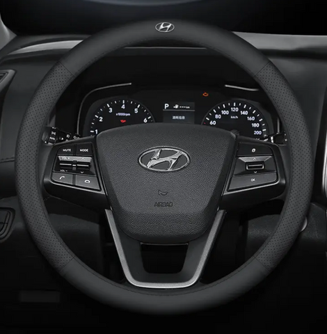 Чохол на кермо Lux Ultrathin із натуральної шкіри для автомобіля Hyundai Чорний 199124 фото