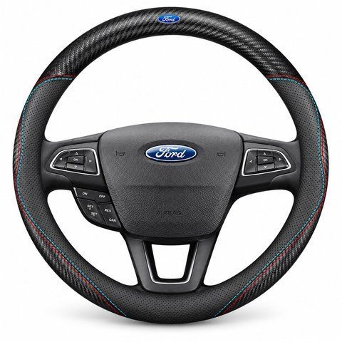 Ультратонкий чохол з натуральної шкіри та карбону на кермо автомобіля Ford NP23 фото
