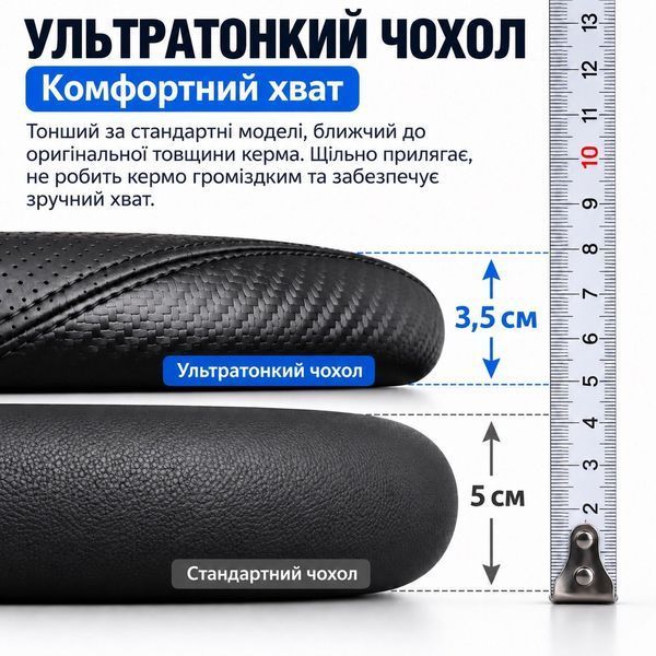 Ультратонкий чохол з натуральної шкіри та карбону на кермо автомобіля Ford NP24 фото