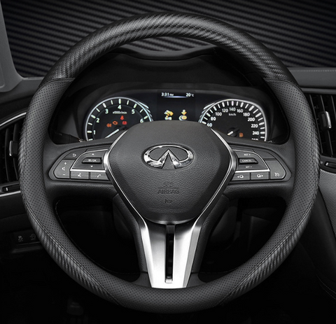 Чохол накладка на кермо із натуральної шкіри для автомобіля Infiniti 4055 фото