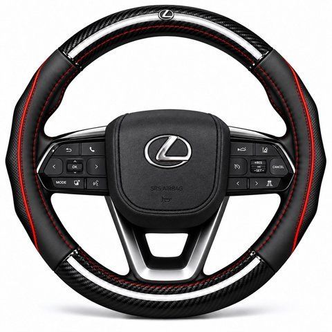 Чохол наклада на кермо з натуральної шкіри та карбону для автомобіля Lexus K52 фото